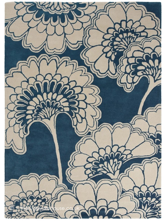 Japanese Floral Midnight Rug - 6