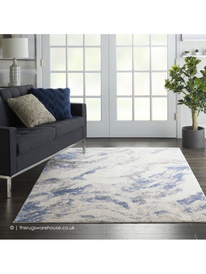 Mia Ivory Blue Rug - 2