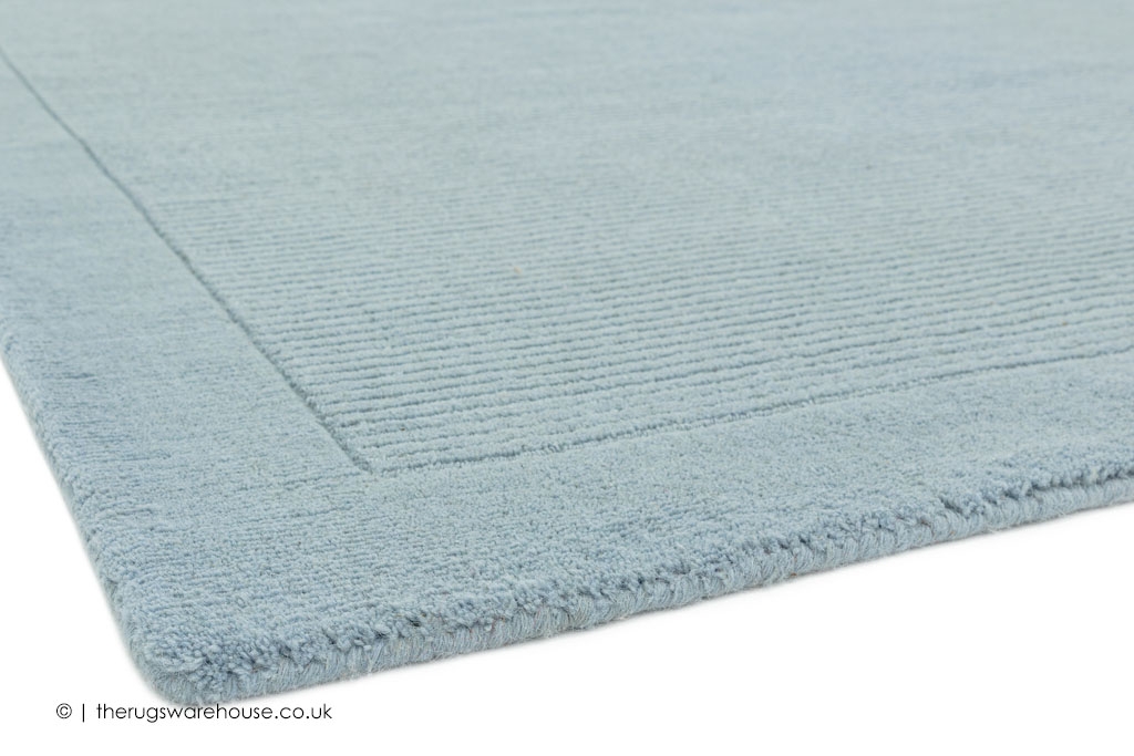 York Duck Egg Blue Bordered Handmade Wool Modern Budget Rug By Asiatic 