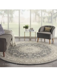 Garzan Grey Circle Rug - Thumbnail - 2