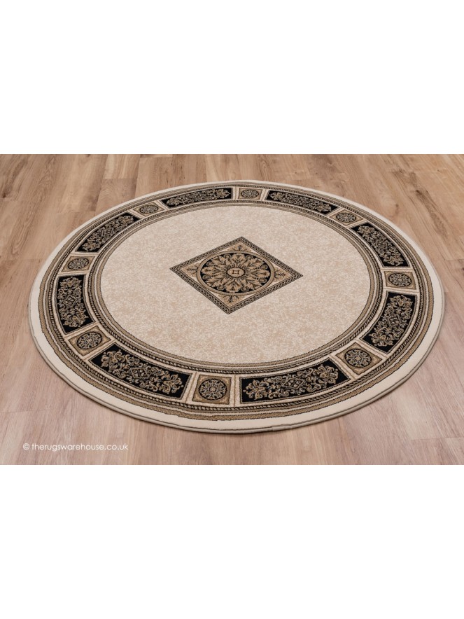 Piero Ivory Black Circle Rug - 2