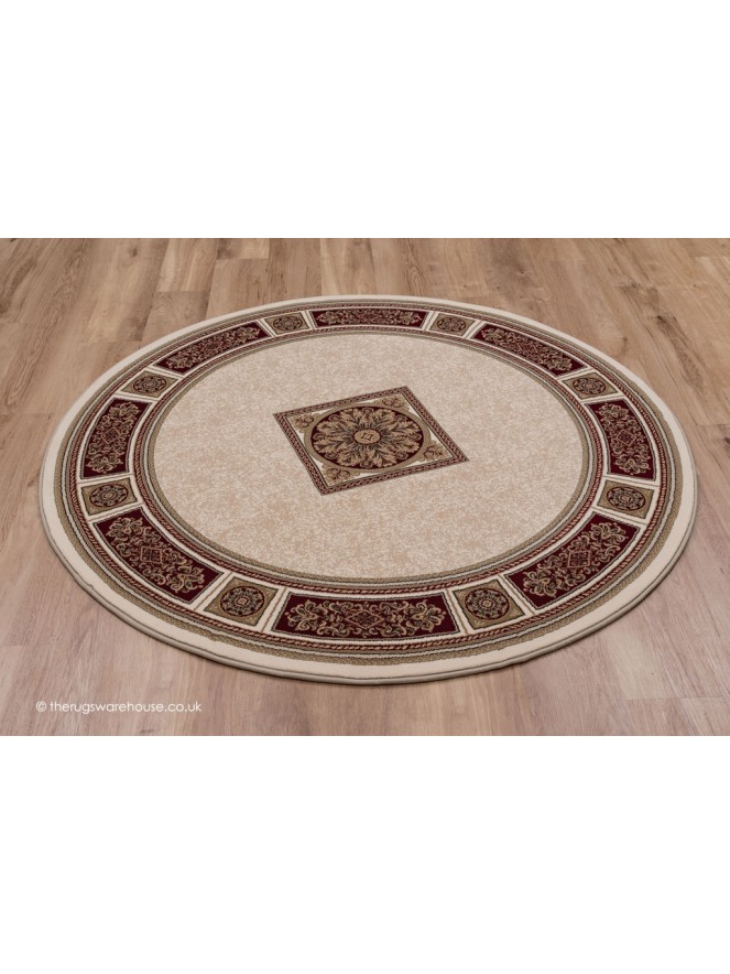 Piero Ivory Red Circle Rug - 2