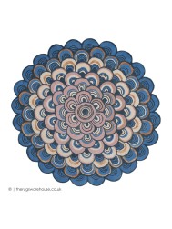 Masquerade Blue Circle Rug - Thumbnail - 4