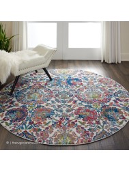 Ankara Ivory Blue Circle Rug - Thumbnail - 2