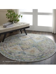 Ankara Blue Green Circle Rug - Thumbnail - 2