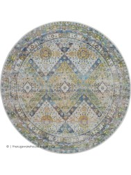 Ankara Blue Green Circle Rug - Thumbnail - 4