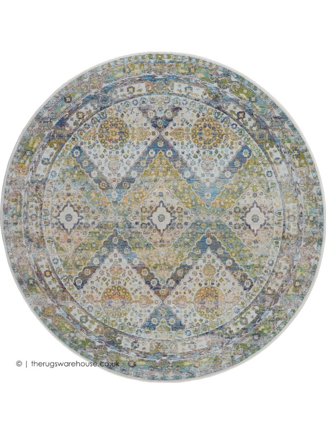 Ankara Blue Green Circle Rug - 4