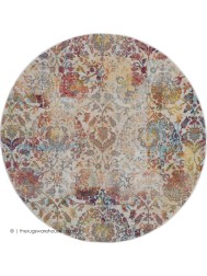 Ankara Ivory Orange Circle Rug - Thumbnail - 5