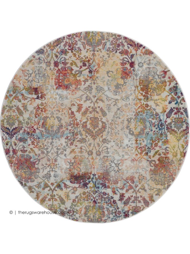 Ankara Ivory Orange Circle Rug - 5