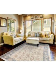 Chobi Ivory Blue Rug - Thumbnail - 2