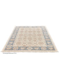 Chobi Ivory Blue Rug - Thumbnail - 7