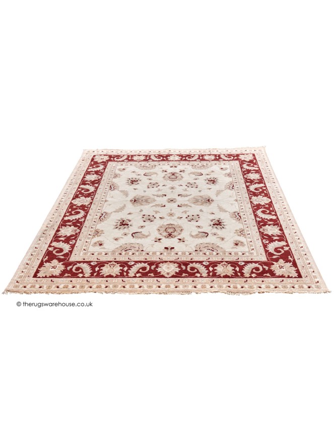 Chobi Ivory Red Rug - 7