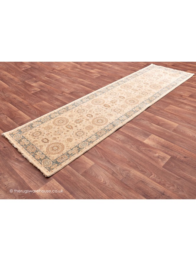 Chobi Ivory Blue Runner - 8