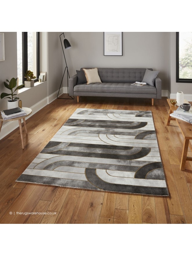 Retro Grey Gold Rug - 2