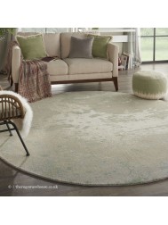 Twilight Chic Ivory Green Circle Rug - Thumbnail - 2