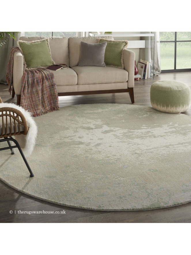 Twilight Chic Ivory Green Circle Rug - 2