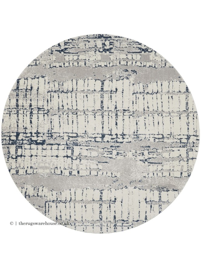 Twilight Chic Ivory Navy Circle Rug - 6