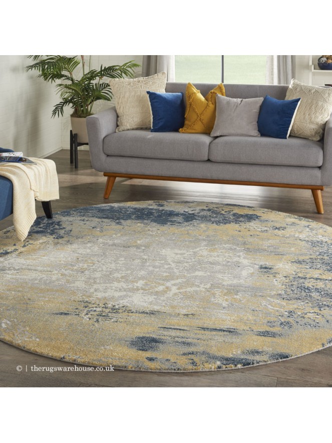 Twilight Chic Navy Gold Circle Rug - 2