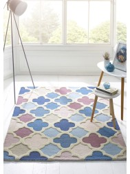 Trellis Pink Blue Rug - Thumbnail - 2