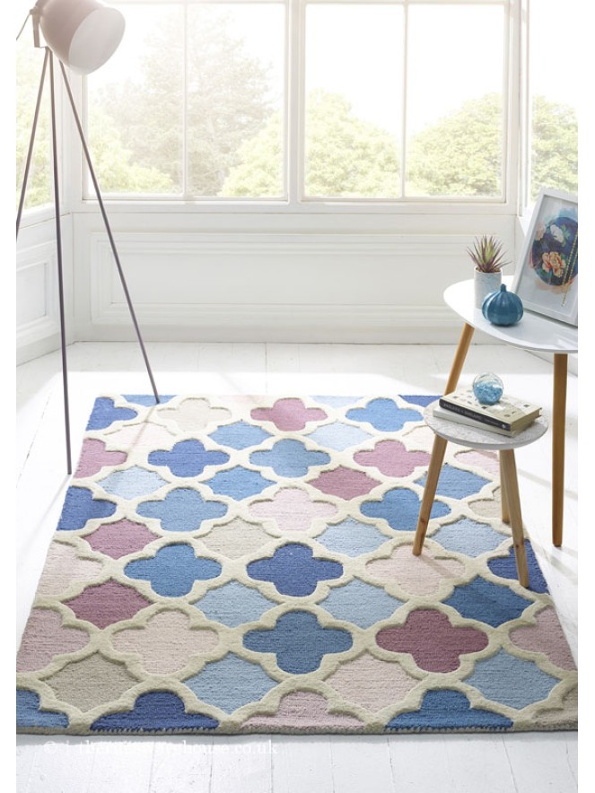 Trellis Pink Blue Rug - 2