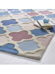 Trellis Pink Blue Rug - Thumbnail - 4