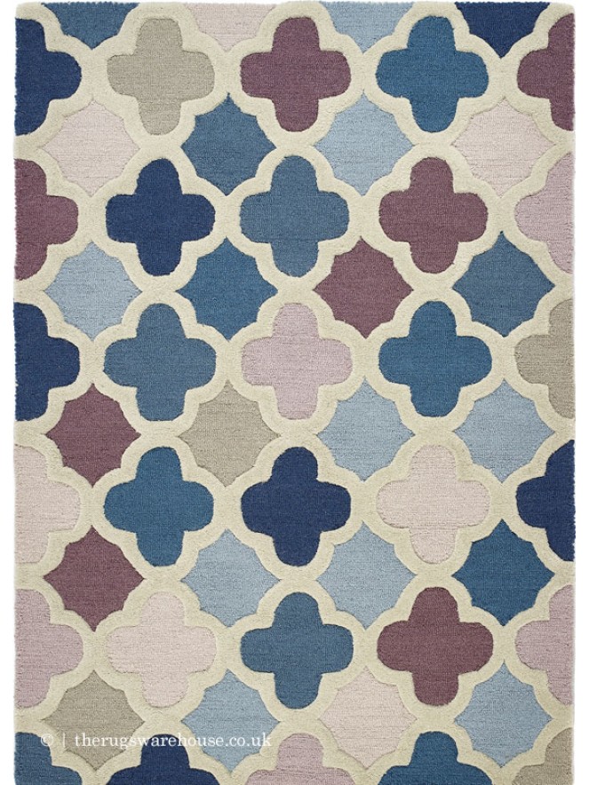 Trellis Pink Blue Rug - 5