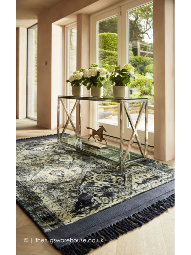 Vintage Fringe Blue Rug - 2