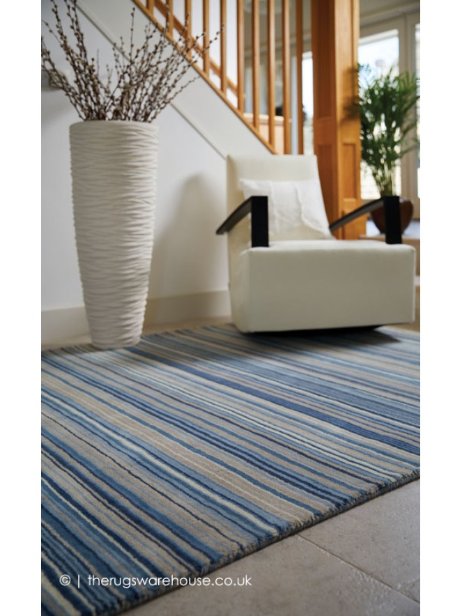 Fine Stripes Blue Rug - 3