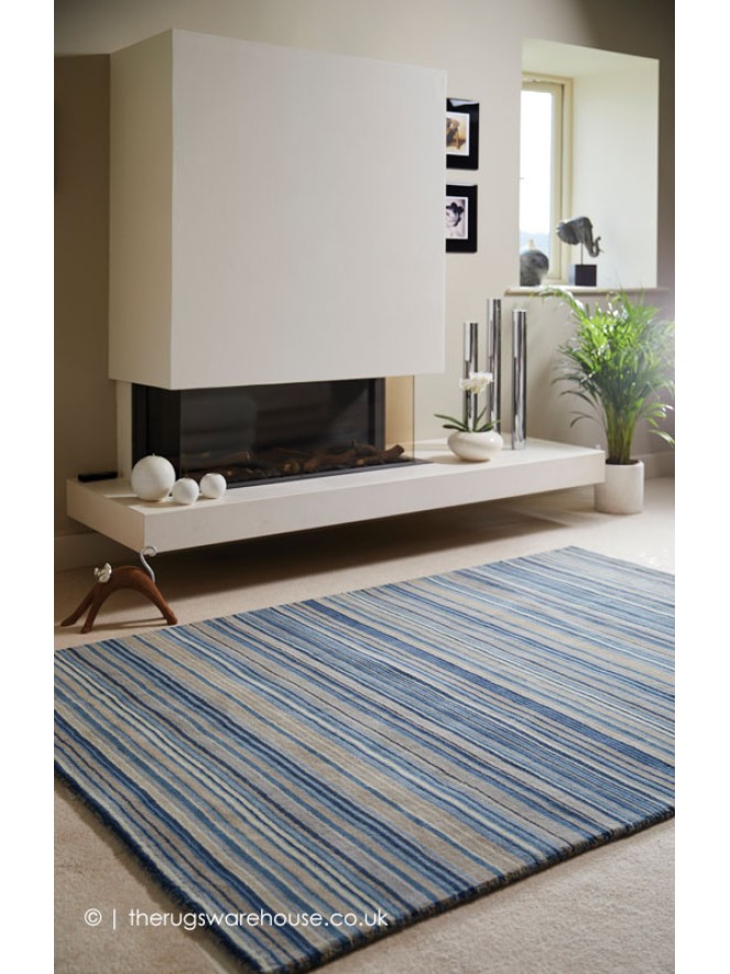 Fine Stripes Blue Rug - 2