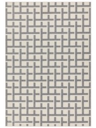 Antibes White Grey Grid Rug - Thumbnail - 3