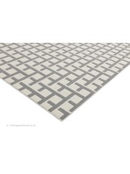 Antibes White Grey Grid Rug - Thumbnail - 5