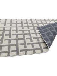 Antibes White Grey Grid Rug - Thumbnail - 6