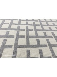 Antibes White Grey Grid Rug - Thumbnail - 7