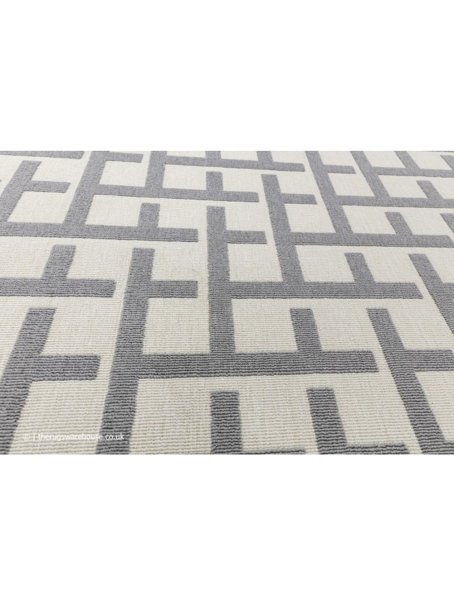 Antibes White Grey Grid Rug - 7