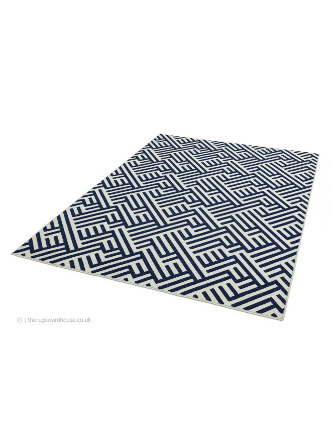 Antibes Blue White Linear Rug - 3