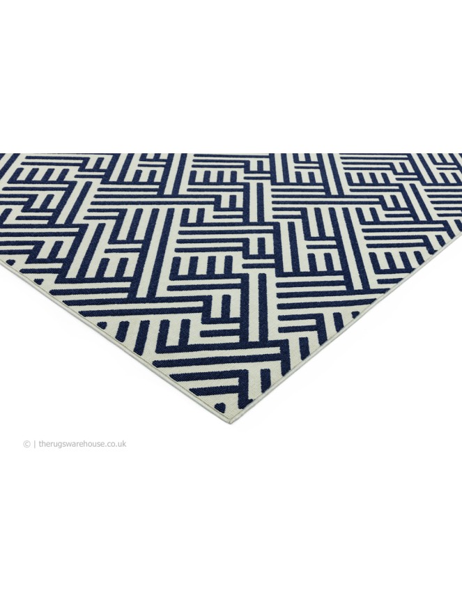 Antibes Blue White Linear Rug - 4