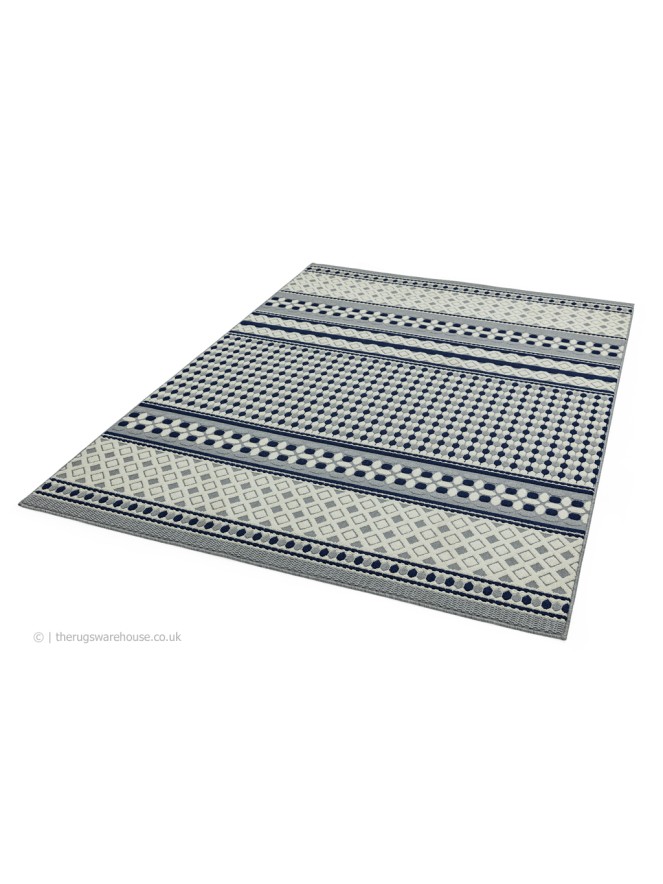 Antibes Blue Cream Geometric Rug - 3