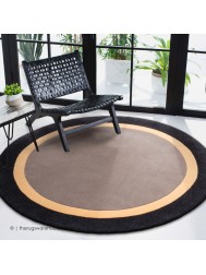 Houston Taupe Black Circle Rug - Thumbnail - 2