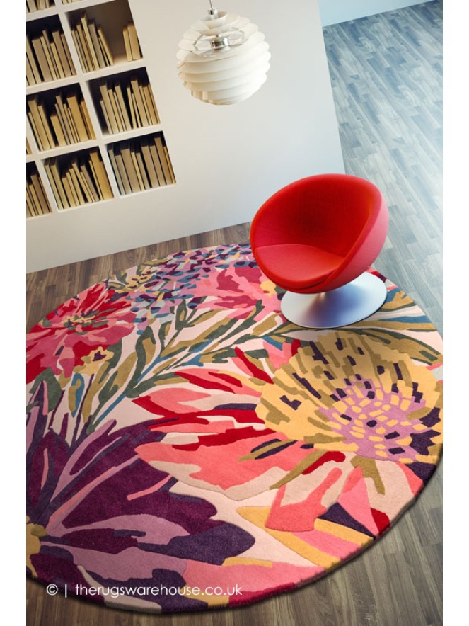 Floreale Fuschia Circle Rug - 2