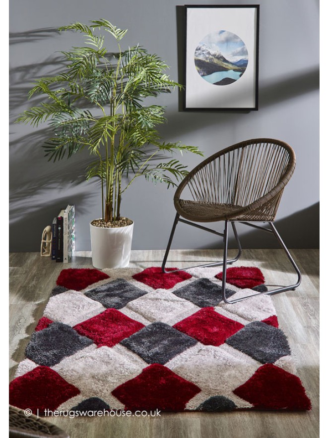 Geo Dimensions Red Rug - 2