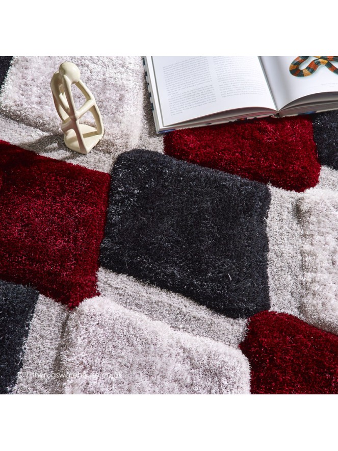 Geo Dimensions Red Rug - 4