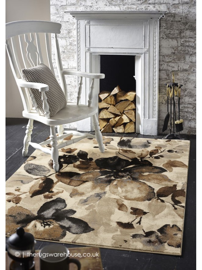 Watercolour Floral Beige Rug - 2