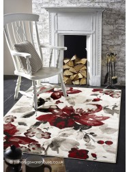Watercolour Floral Red Rug - Thumbnail - 2