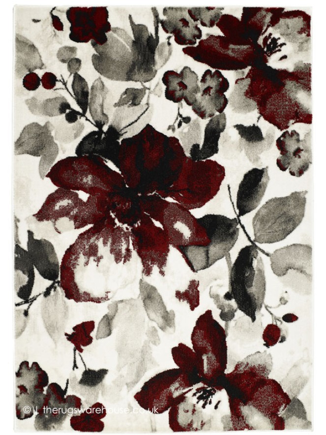 Watercolour Floral Red Rug - 5