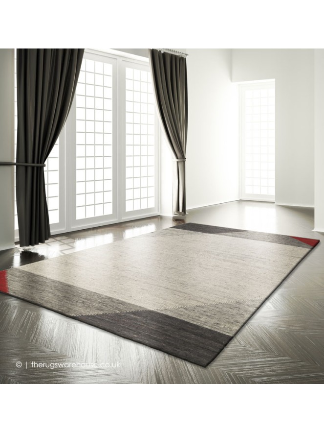 Edgy Grey Red Rug - 2