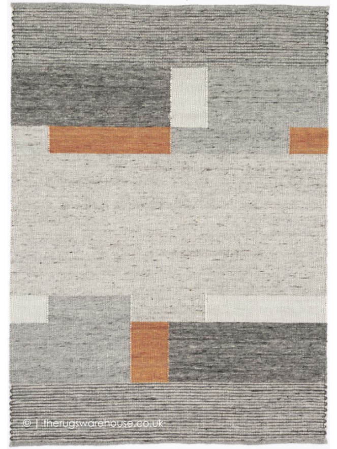 Tiko Blocks Grey Orange Rug - 6