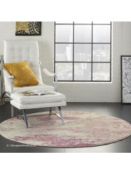 Celestial Ivory Pink Circle Rug - Thumbnail - 2