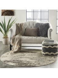 Celestial Ivory Grey Circle Rug - Thumbnail - 2