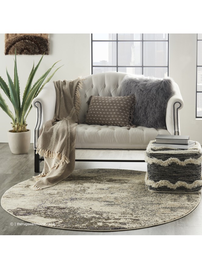 Celestial Ivory Grey Circle Rug - 2