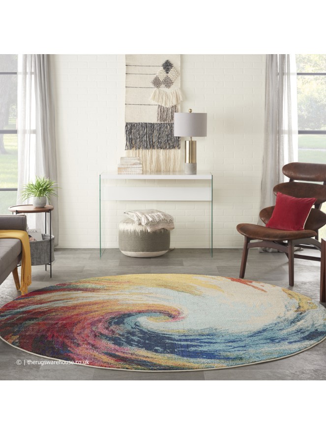 Celestial Waves Circle Rug - 2